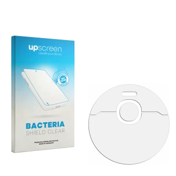 Vorderseite einer Produktverpackung mit dem Markenlogo upscreen. Daneben ist der zugehörige Displayschutz.