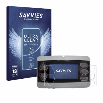 Vorderseite einer Produktverpackung mit dem Markenlogo Savvies. Daneben ist das Gerät Airbus P8GR mit dem zugehörigen Displays