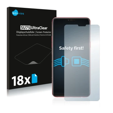 Vorderseite einer Produktverpackung mit dem Markenlogo Savvies. Daneben ist das Gerät Oppo F7 mit dem zugehörigen Displayschut