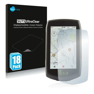 Vorderseite einer Produktverpackung mit dem Markenlogo Savvies. Daneben ist das Gerät A-Rival Teasi One4 mit dem zugehörigen D