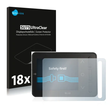 Vorderseite einer Produktverpackung mit dem Markenlogo Savvies. Daneben ist das Gerät ISDT BG-8S mit dem zugehörigen Displaysc