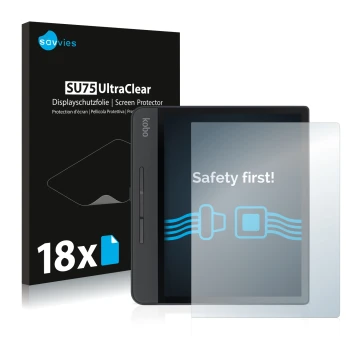 Vorderseite einer Produktverpackung mit dem Markenlogo Savvies. Daneben ist das Gerät Kobo Forma mit dem zugehörigen Displaysc