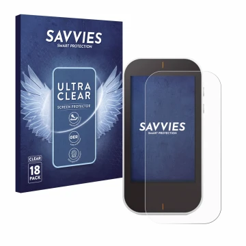 Vorderseite einer Produktverpackung mit dem Markenlogo Savvies. Daneben ist das Gerät Garmin Approach G80 mit dem zugehörigen 
