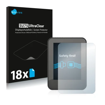 Vorderseite einer Produktverpackung mit dem Markenlogo Savvies. Daneben ist das Gerät Neodrives neoMMI Z20 mit dem zugehörigen