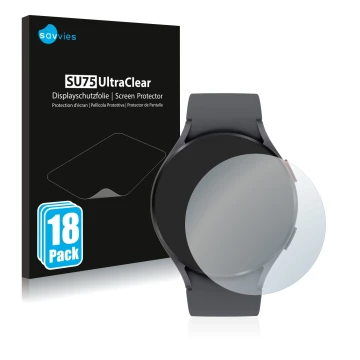 Vorderseite einer Produktverpackung mit dem Markenlogo Savvies. Daneben ist das Gerät Garmin Fenix 6S Pro mit dem zugehörigen 