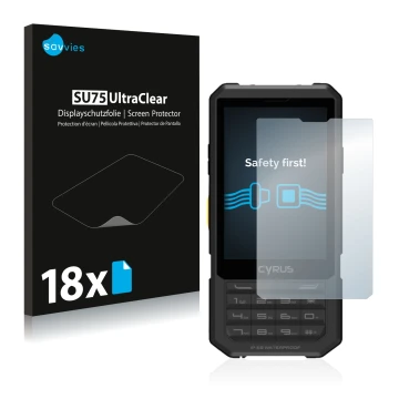 Vorderseite einer Produktverpackung mit dem Markenlogo Savvies. Daneben ist das Gerät Cyrus CM 17 Hybrid mit dem zugehörigen D