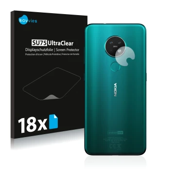 Vorderseite einer Produktverpackung mit dem Markenlogo Savvies. Daneben ist das Gerät Nokia 7.2 (NUR Kameraschutz) mit dem zug