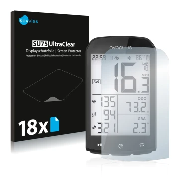 Vorderseite einer Produktverpackung mit dem Markenlogo Savvies. Daneben ist das Gerät Cycplus M1 2.9