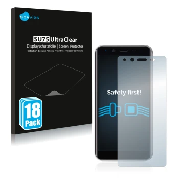 Vorderseite einer Produktverpackung mit dem Markenlogo Savvies. Daneben ist das Gerät Emporia Smart 3 mini mit dem zugehörigen