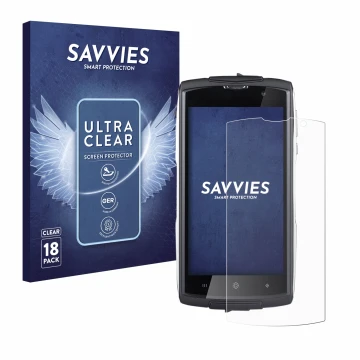 Vorderseite einer Produktverpackung mit dem Markenlogo Savvies. Daneben ist das Gerät GoClever Quantum 500 Steel mit dem zugeh