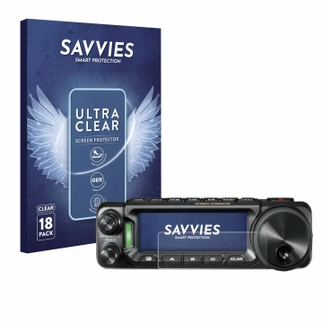 Vorderseite einer Produktverpackung mit dem Markenlogo Savvies. Daneben ist das Gerät Yaesu FT-891 mit dem zugehörigen Display