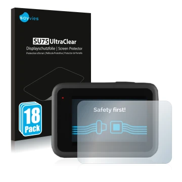 Vorderseite einer Produktverpackung mit dem Markenlogo Savvies. Daneben ist das Gerät GoPro Hero 9 Black mit dem zugehörigen D