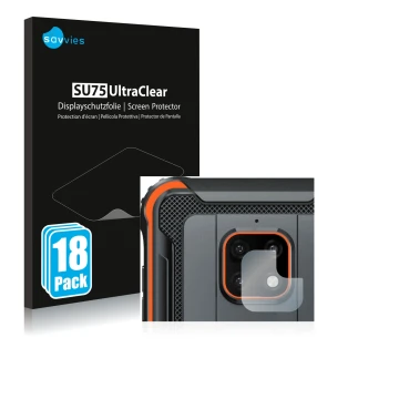 Vorderseite einer Produktverpackung mit dem Markenlogo Savvies. Daneben ist das Gerät Blackview BV4900 Pro (NUR Kameraschutz) 