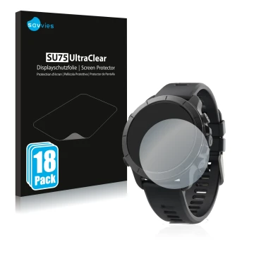 Vorderseite einer Produktverpackung mit dem Markenlogo Savvies. Daneben ist das Gerät Wahoo Elemnt Rival mit dem zugehörigen D