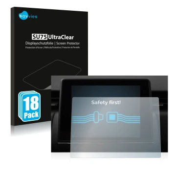 Vorderseite einer Produktverpackung mit dem Markenlogo Savvies. Daneben ist das Gerät Renault Zoe Easy Link 7