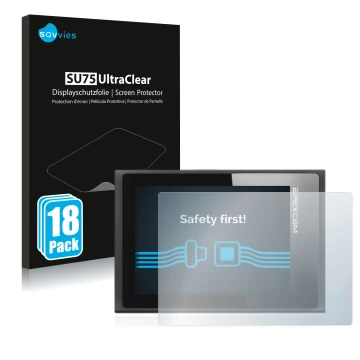 Vorderseite einer Produktverpackung mit dem Markenlogo Savvies. Daneben ist das Gerät Apexcam ‎M80 Air mit dem zugehörigen Dis