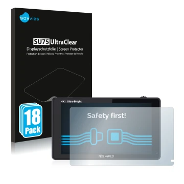 Vorderseite einer Produktverpackung mit dem Markenlogo Savvies. Daneben ist das Gerät Feelworld LUT6 6