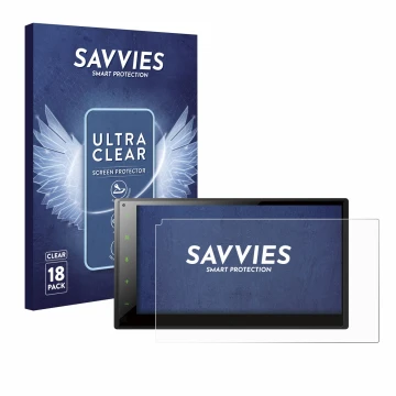Vorderseite einer Produktverpackung mit dem Markenlogo Savvies. Daneben ist das Gerät Pioneer SPH-DA160DAB mit dem zugehörigen