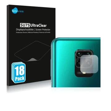 Vorderseite einer Produktverpackung mit dem Markenlogo Savvies. Daneben ist das Gerät Xiaomi Redmi Note 10 Lite (NUR Kamerasch