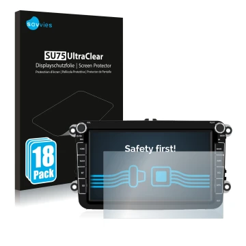 Vorderseite einer Produktverpackung mit dem Markenlogo Savvies. Daneben ist das Gerät Isudar T72 8