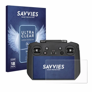 Vorderseite einer Produktverpackung mit dem Markenlogo Savvies. Daneben ist das Gerät DJI RC Pro mit dem zugehörigen Displaysc
