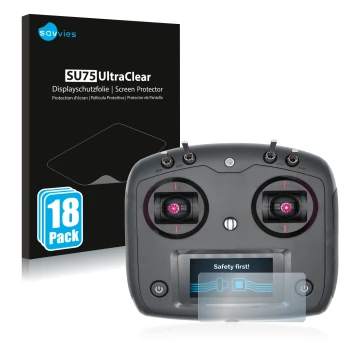 Vorderseite einer Produktverpackung mit dem Markenlogo Savvies. Daneben ist das Gerät FlySky FS-i6S mit dem zugehörigen Displa