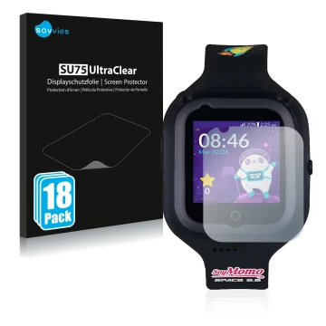 Vorderseite einer Produktverpackung mit dem Markenlogo Savvies. Daneben ist das Gerät SoyMomo Space 2.0 mit dem zugehörigen Di