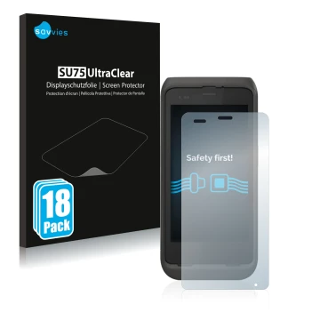 Vorderseite einer Produktverpackung mit dem Markenlogo Savvies. Daneben ist das Gerät Honeywell CT45 XP mit dem zugehörigen Di