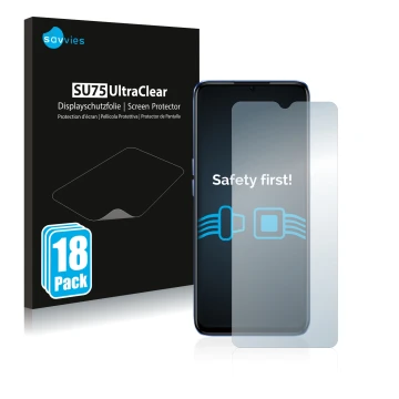 Vorderseite einer Produktverpackung mit dem Markenlogo Savvies. Daneben ist das Gerät realme Narzo 50 5G mit dem zugehörigen D