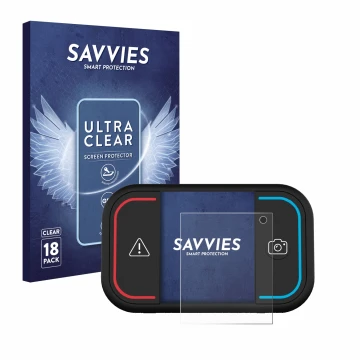 Vorderseite einer Produktverpackung mit dem Markenlogo Savvies. Daneben ist das Gerät Saphe Drive Mini mit dem zugehörigen Dis