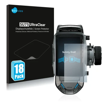 Vorderseite einer Produktverpackung mit dem Markenlogo Savvies. Daneben ist das Gerät Futaba 10PX mit dem zugehörigen Displays