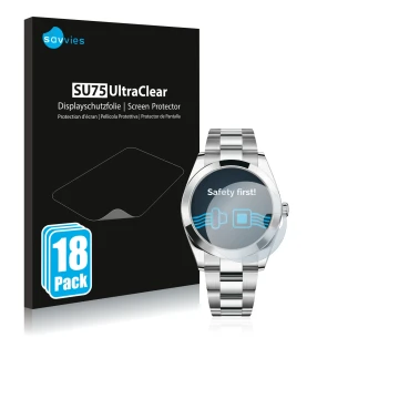 Vorderseite einer Produktverpackung mit dem Markenlogo Savvies. Daneben ist das Gerät Rolex Datejust 41 mit dem zugehörigen Di
