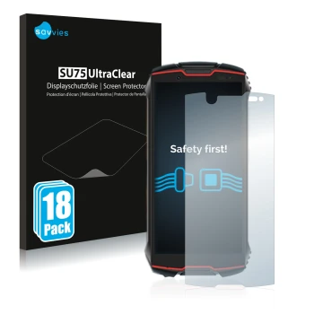 Vorderseite einer Produktverpackung mit dem Markenlogo Savvies. Daneben ist das Gerät Cubot King Kong Mini 2 Pro mit dem zugeh