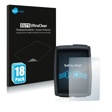 Vorderseite einer Produktverpackung mit dem Markenlogo Savvies. Daneben ist das Gerät Sigma BC 14.0 WL mit dem zugehörigen Dis
