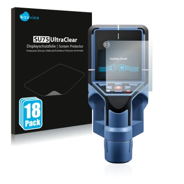 Vorderseite einer Produktverpackung mit dem Markenlogo Savvies. Daneben ist das Gerät Bosch D-tect 200 C Wallscanner mit dem z