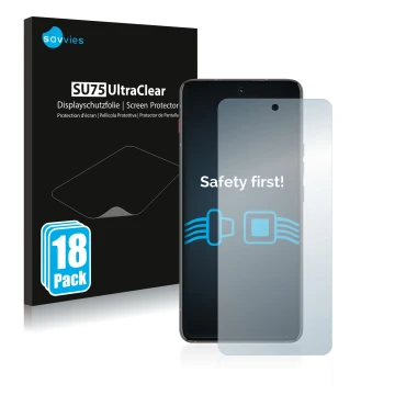Vorderseite einer Produktverpackung mit dem Markenlogo Savvies. Daneben ist das Gerät Motorola ThinkPhone mit dem zugehörigen 
