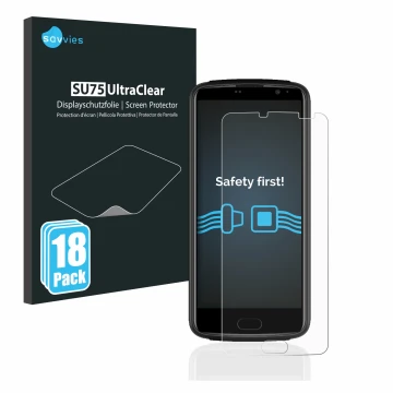 Vorderseite einer Produktverpackung mit dem Markenlogo Savvies. Daneben ist das Gerät Beafon M7 Lite premium mit dem zugehörig