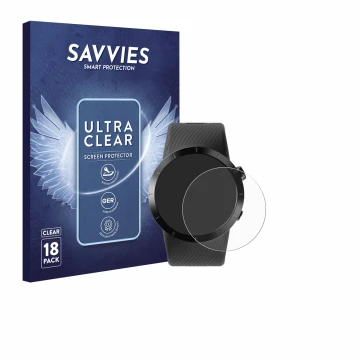Vorderseite einer Produktverpackung mit dem Markenlogo Savvies. Daneben ist das Gerät Shot Scope X5 mit dem zugehörigen Displa