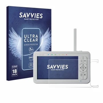 Vorderseite einer Produktverpackung mit dem Markenlogo Savvies. Daneben ist das Gerät Babysense HD S2 5