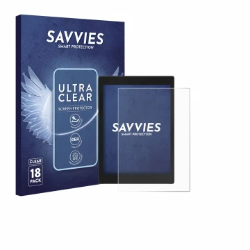 Vorderseite einer Produktverpackung mit dem Markenlogo Savvies. Daneben ist das Gerät Boox Tab Mini C mit dem zugehörigen Disp
