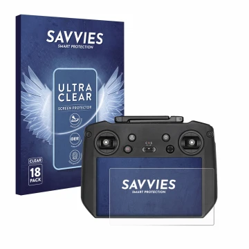 Vorderseite einer Produktverpackung mit dem Markenlogo Savvies. Daneben ist das Gerät DJI Mavic 3 RC Pro mit dem zugehörigen D