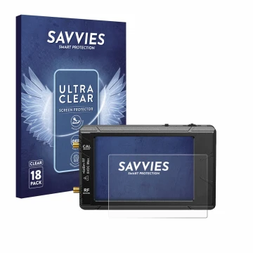 Vorderseite einer Produktverpackung mit dem Markenlogo Savvies. Daneben ist das Gerät tinySA ultra spectrum analyser mit dem z