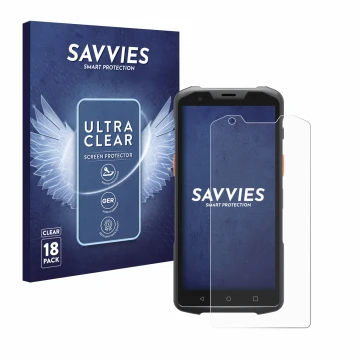 Vorderseite einer Produktverpackung mit dem Markenlogo Savvies. Daneben ist das Gerät Sunmi L2s mit dem zugehörigen Displaysch