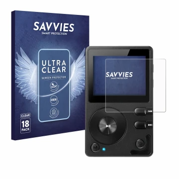 Vorderseite einer Produktverpackung mit dem Markenlogo Savvies. Daneben ist das Gerät Hifi Walker H2 mit dem zugehörigen Displ