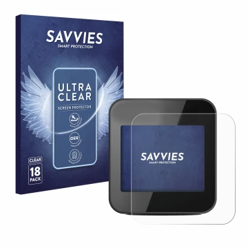 Vorderseite einer Produktverpackung mit dem Markenlogo Savvies. Daneben ist das Gerät Cycplus GPS G1 mit dem zugehörigen Displ