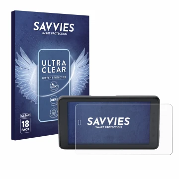 Vorderseite einer Produktverpackung mit dem Markenlogo Savvies. Daneben ist das Gerät BMW ConnectedRide Navigator mit dem zuge