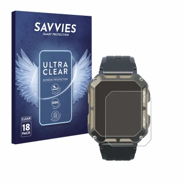 Vorderseite einer Produktverpackung mit dem Markenlogo Savvies. Daneben ist das Gerät Blackview C20Pro 1.83