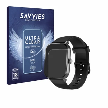 Vorderseite einer Produktverpackung mit dem Markenlogo Savvies. Daneben ist das Gerät Yoever IDW19 1.8