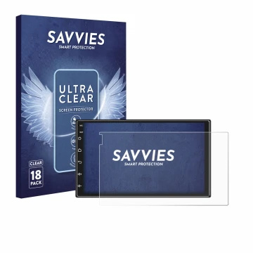 Vorderseite einer Produktverpackung mit dem Markenlogo Savvies. Daneben ist das Gerät Ankeway Car Radio 7