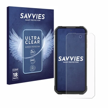 Vorderseite einer Produktverpackung mit dem Markenlogo Savvies. Daneben ist das Gerät iiiF150 B2 Pro mit dem zugehörigen Displ
